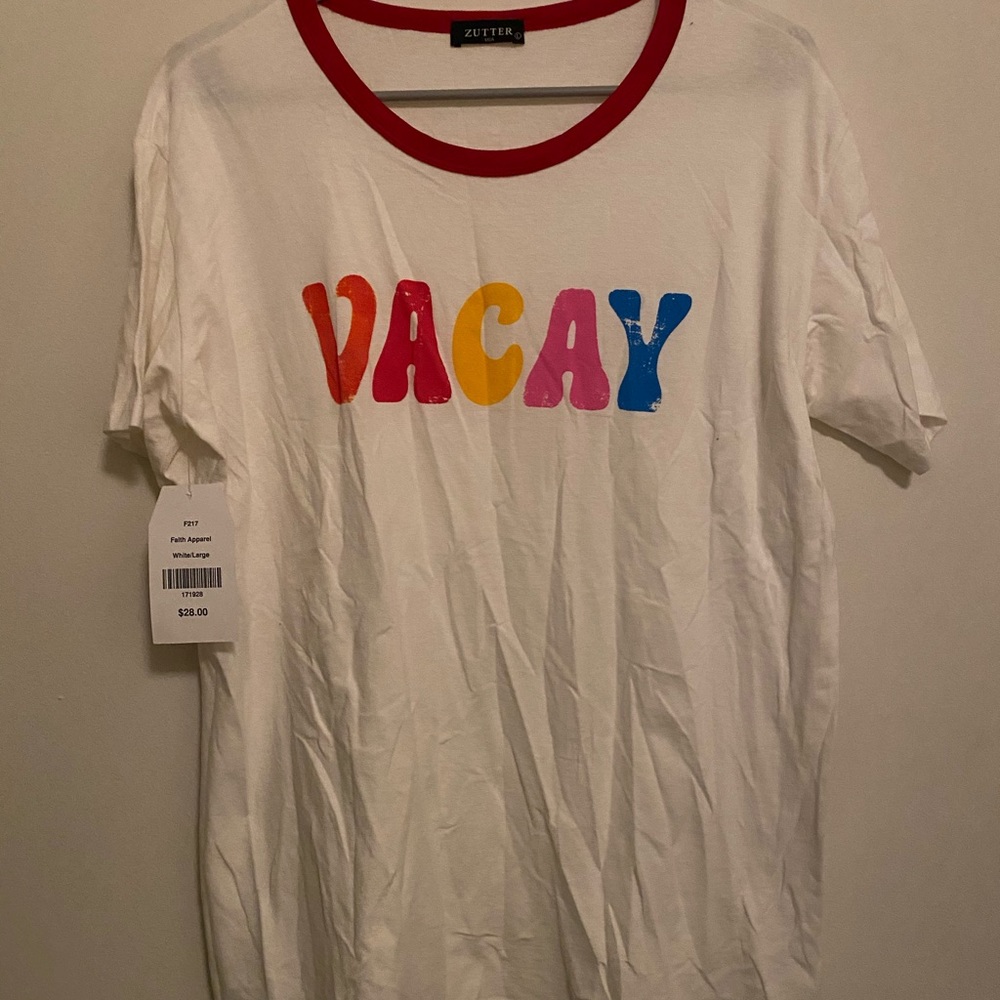 SOLD - NWT WHITE VACAY TEE - Picture 2 of 2